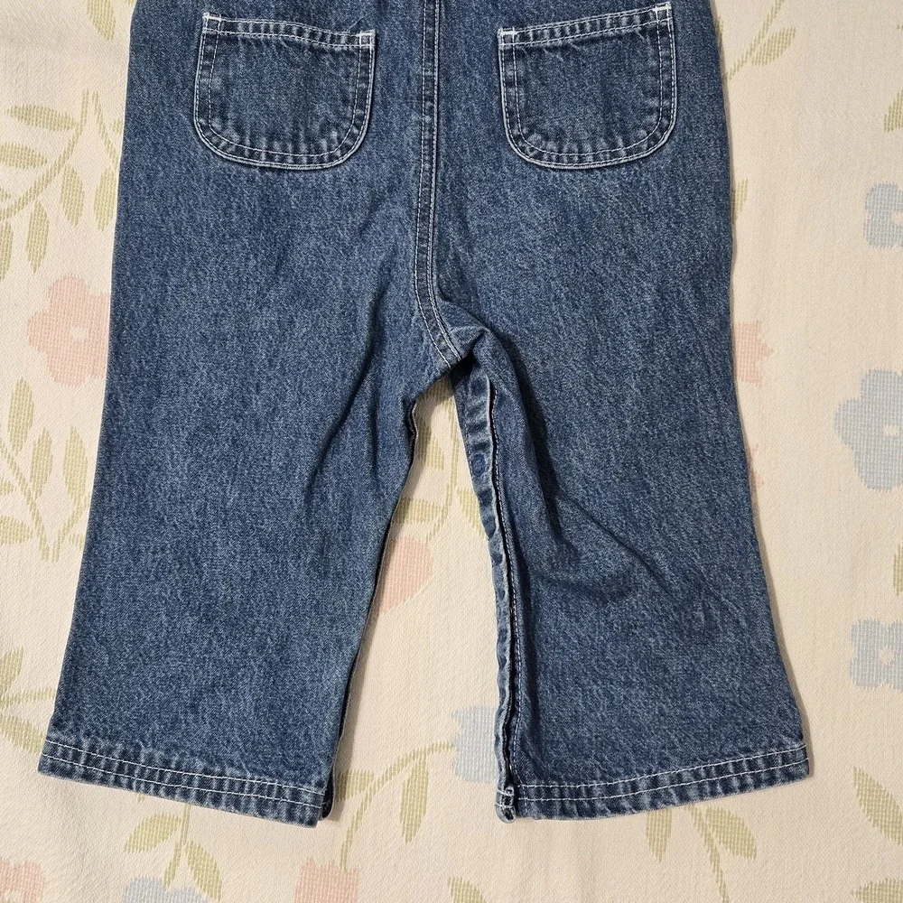Vintage Care Bears Loveable Bear Denim Overalls Toddler 18M Felt/Embroidered Y2K